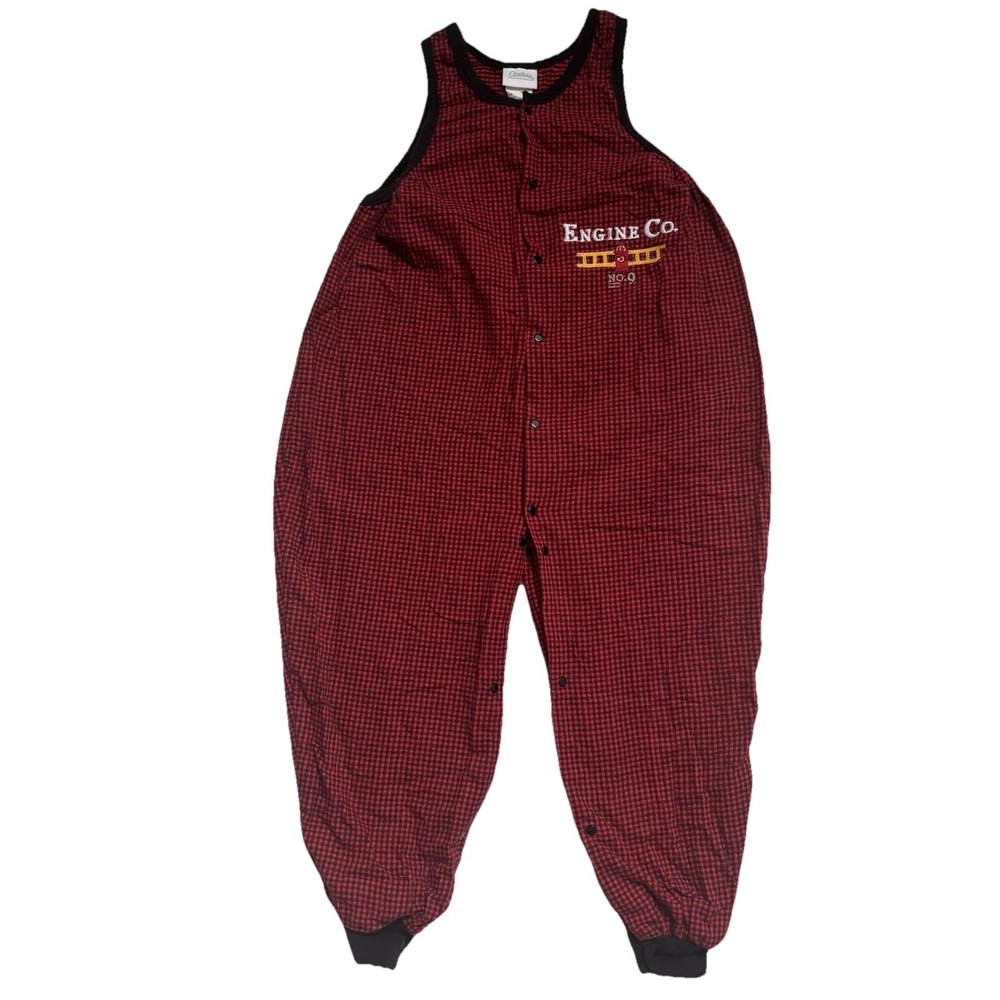 Vintage Carters‎ Toddler Red Black Buffalo Plaid Engine Co Jumpsuit Size 4T